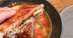 Recipe for a Deli-Style Grilled Cheese Sandwich with Provolone Cheese, Dill Pickles, and Mustard on Rye Bread. | Tiny Kitchen Cuisine | https://tiny.kitchen/